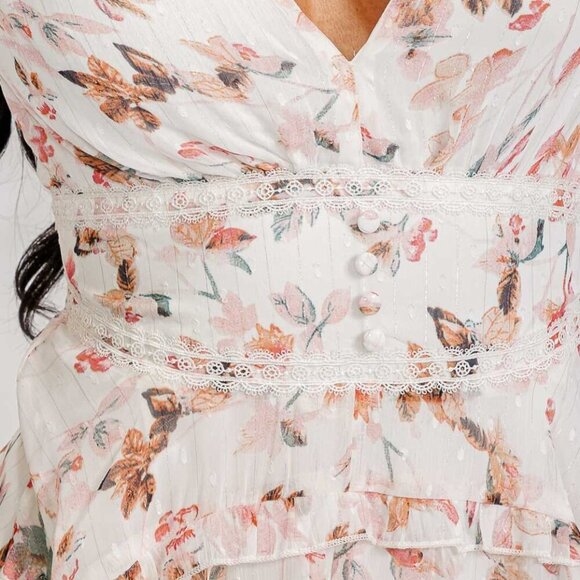 Ivory Blossom Floral Frills Romper - Picture 4 of 7